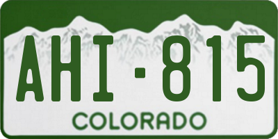 CO license plate AHI815