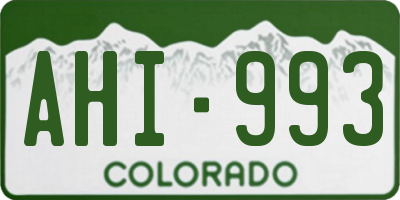 CO license plate AHI993