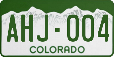 CO license plate AHJ004