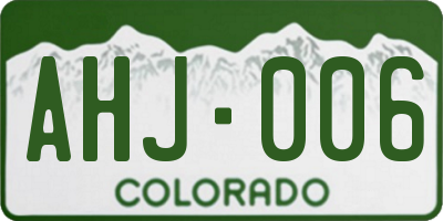 CO license plate AHJ006
