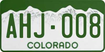 CO license plate AHJ008
