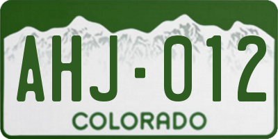 CO license plate AHJ012