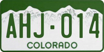 CO license plate AHJ014