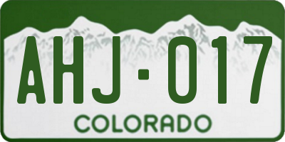 CO license plate AHJ017