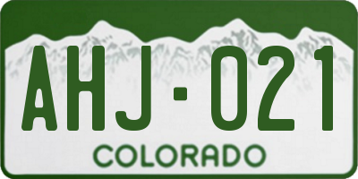 CO license plate AHJ021