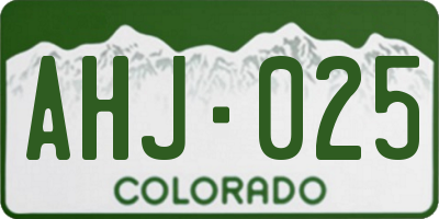 CO license plate AHJ025
