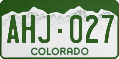 CO license plate AHJ027