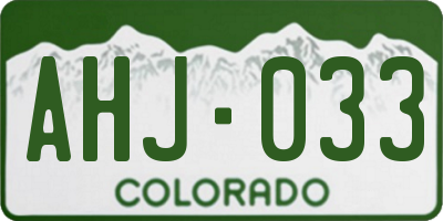 CO license plate AHJ033