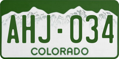 CO license plate AHJ034