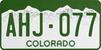 CO license plate AHJ077