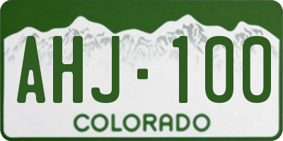 CO license plate AHJ100
