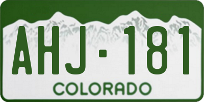 CO license plate AHJ181