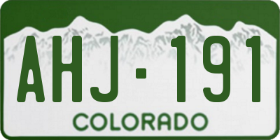 CO license plate AHJ191