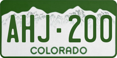 CO license plate AHJ200