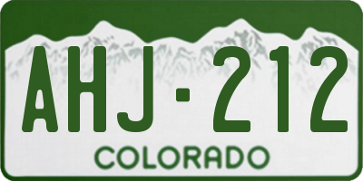 CO license plate AHJ212