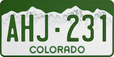 CO license plate AHJ231