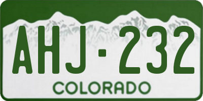 CO license plate AHJ232