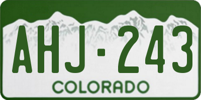 CO license plate AHJ243