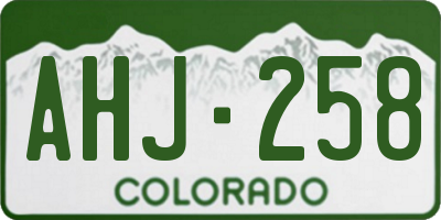 CO license plate AHJ258