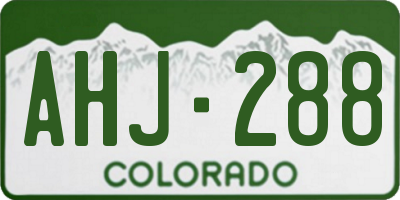 CO license plate AHJ288