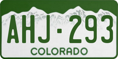 CO license plate AHJ293