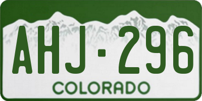 CO license plate AHJ296