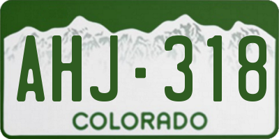 CO license plate AHJ318