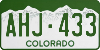 CO license plate AHJ433