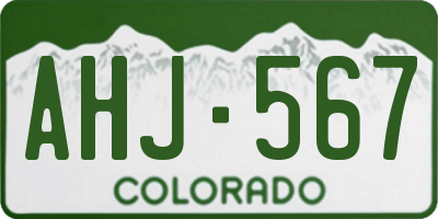 CO license plate AHJ567