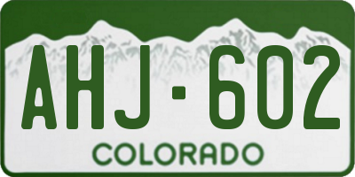 CO license plate AHJ602