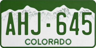 CO license plate AHJ645