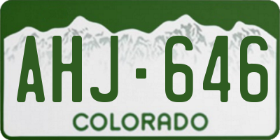 CO license plate AHJ646
