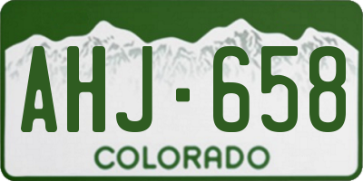 CO license plate AHJ658