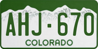 CO license plate AHJ670