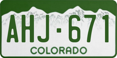 CO license plate AHJ671
