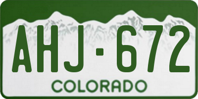CO license plate AHJ672