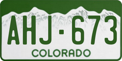 CO license plate AHJ673