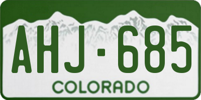 CO license plate AHJ685