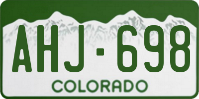 CO license plate AHJ698