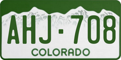 CO license plate AHJ708