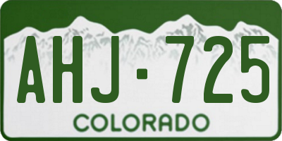 CO license plate AHJ725