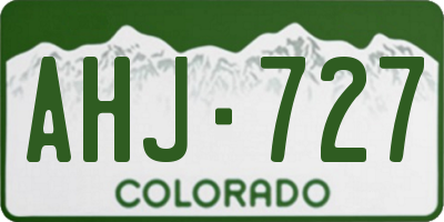 CO license plate AHJ727
