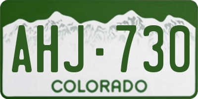 CO license plate AHJ730