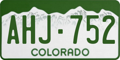 CO license plate AHJ752