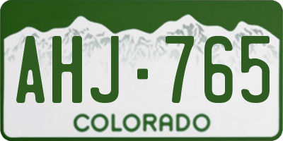 CO license plate AHJ765