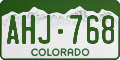 CO license plate AHJ768