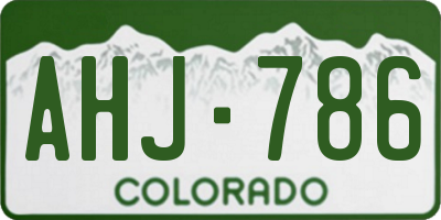 CO license plate AHJ786