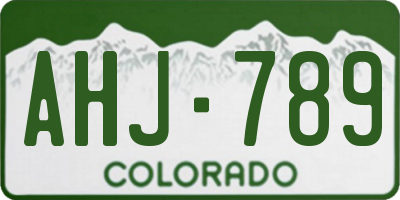CO license plate AHJ789