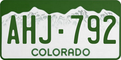 CO license plate AHJ792