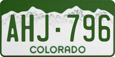 CO license plate AHJ796
